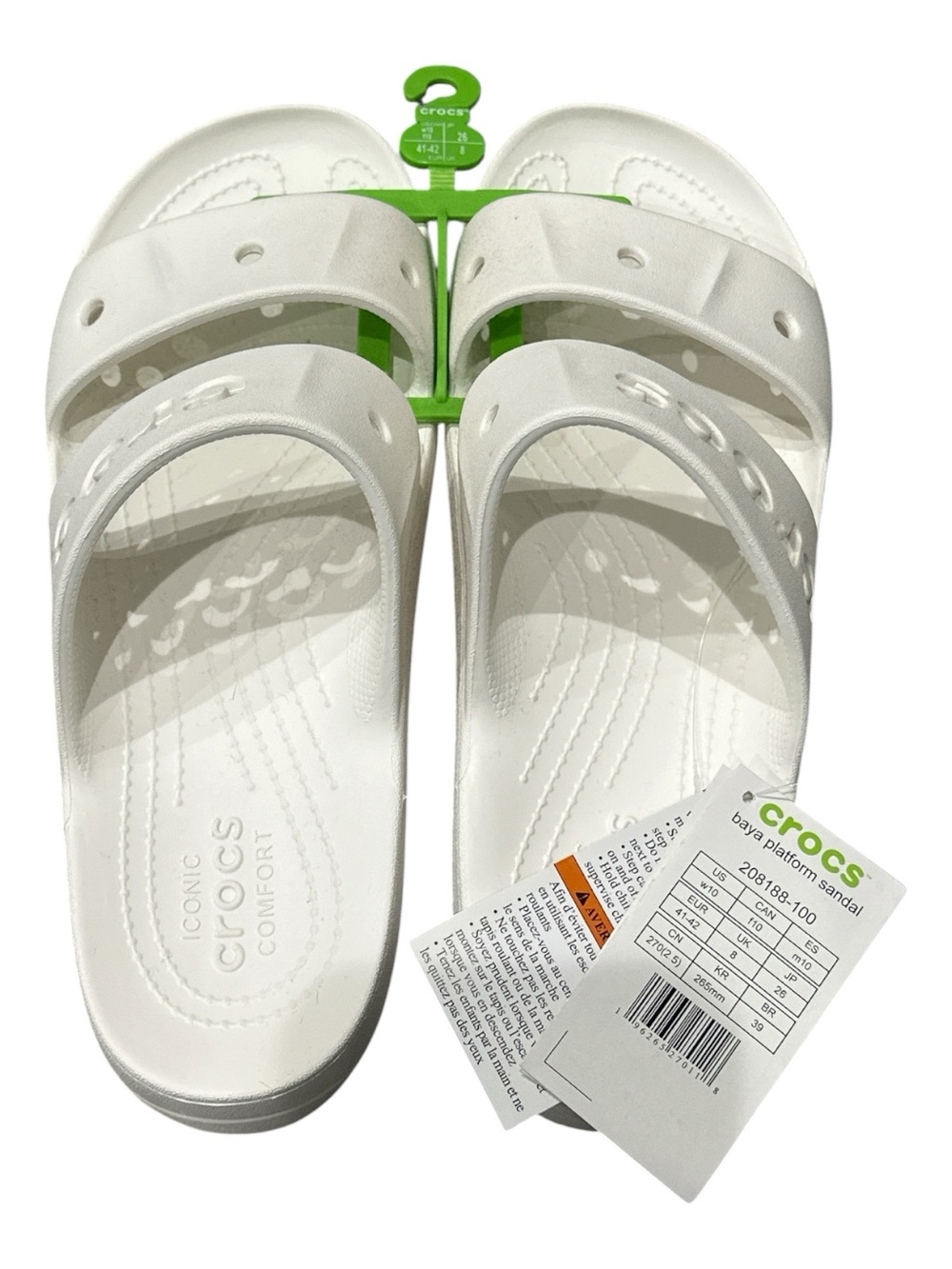 NWT Crocs Baya Platform Sandal Women’s 10 White Chunky Summer Slides Resortwear